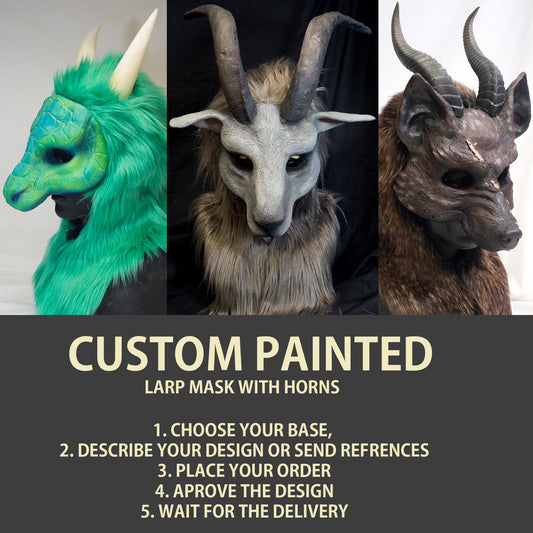 Custom painted hooded Awaykin mask with horns