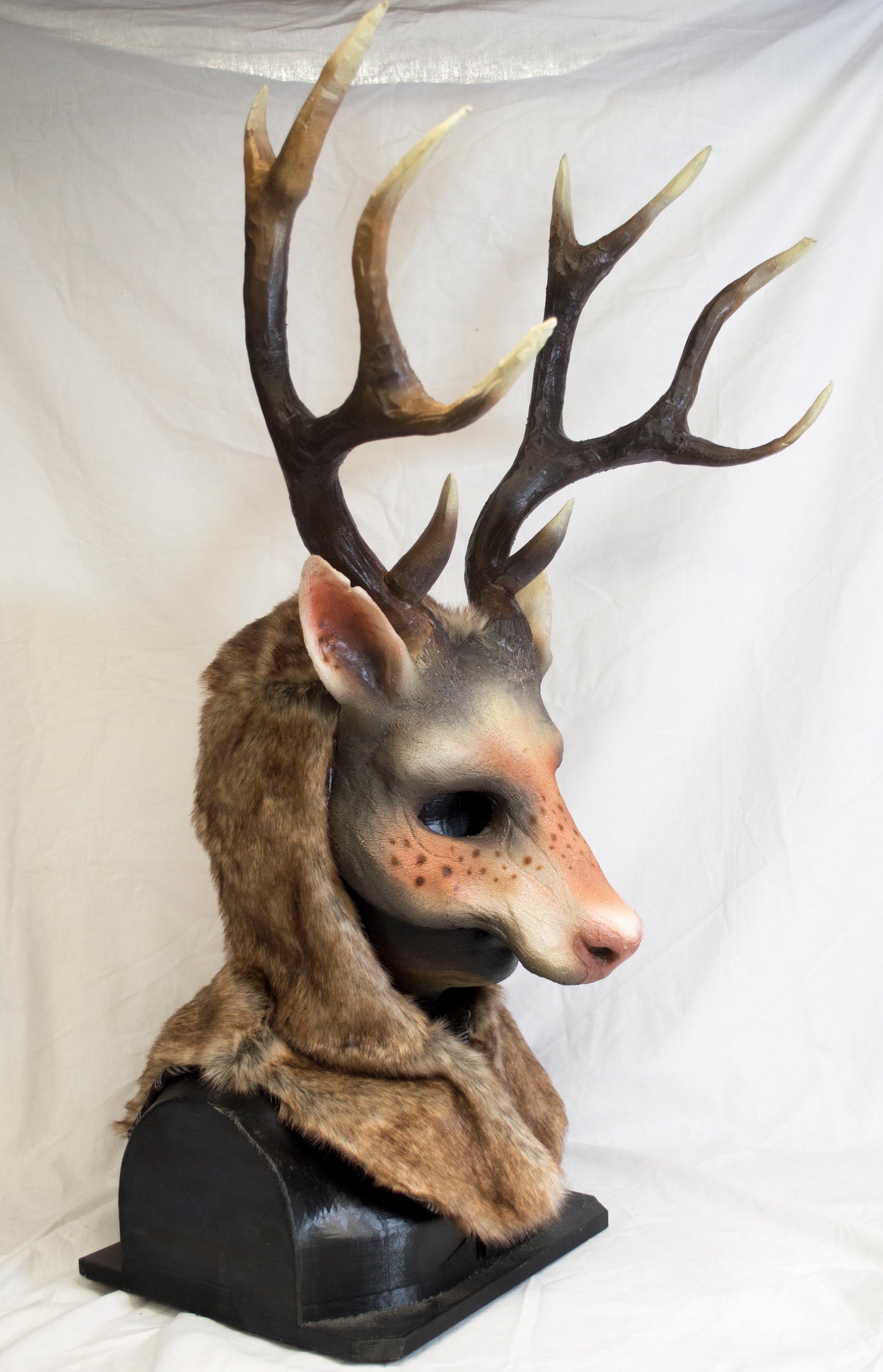 Awaykin Deer with large antlers : Made to order combat friendly LARP half mask