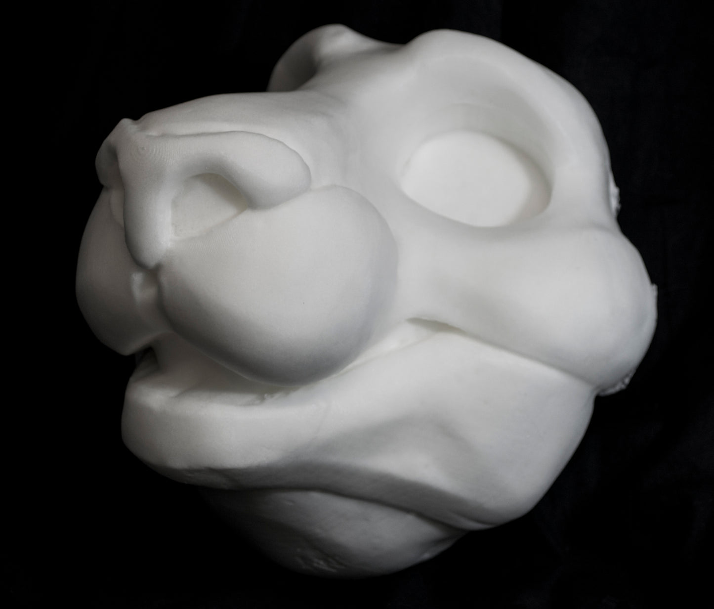 Feline soft foam head base for costumes, mascots and fursuits.