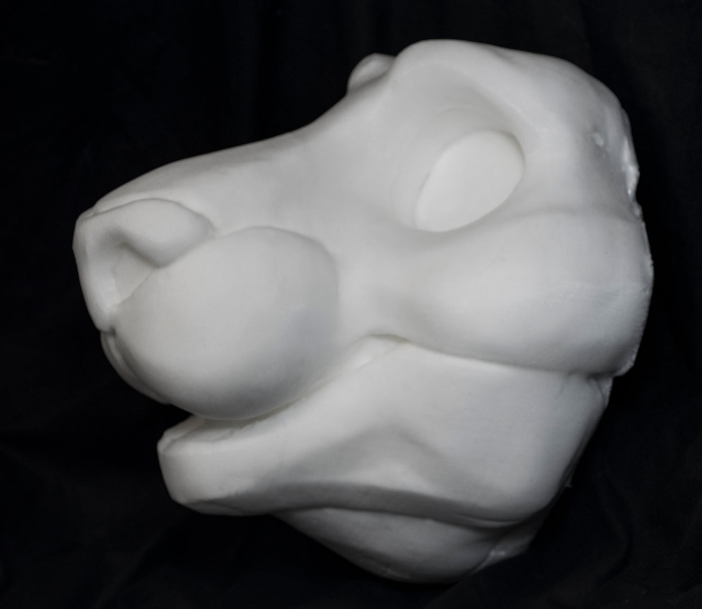 Feline soft foam head base for costumes, mascots and fursuits.