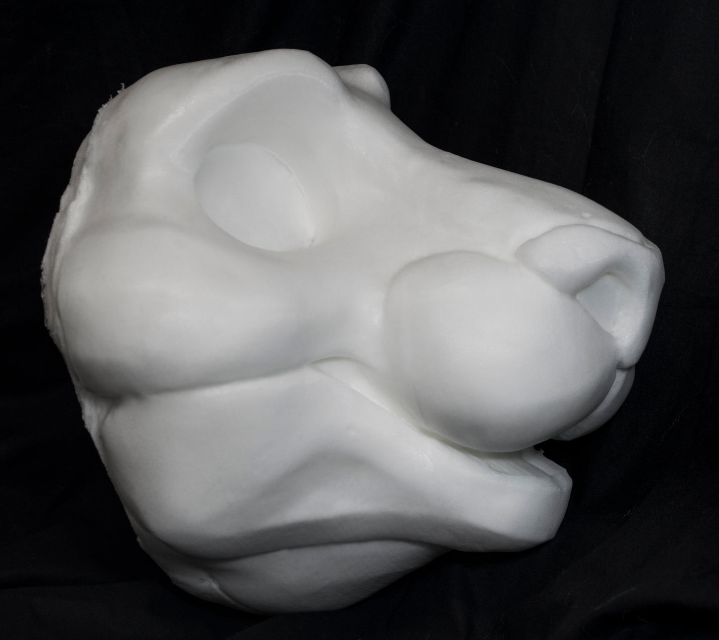Feline soft foam head base for costumes, mascots and fursuits.