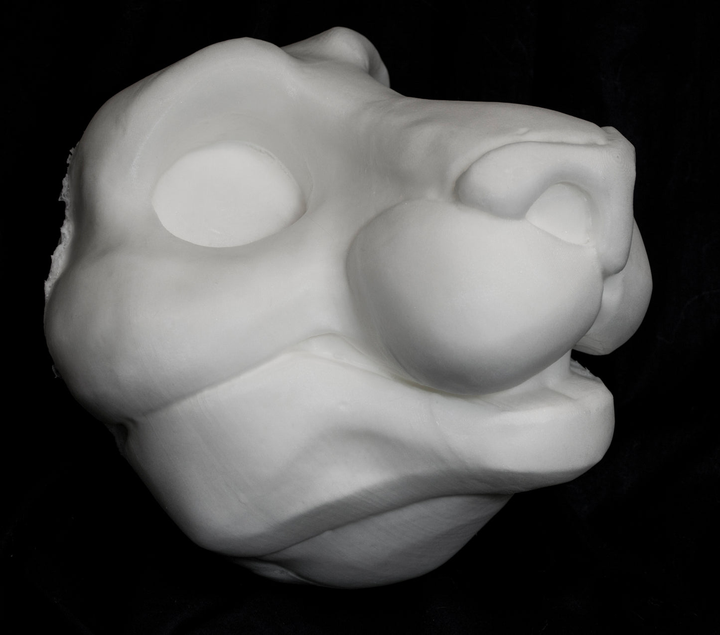 Feline soft foam head base for costumes, mascots and fursuits.