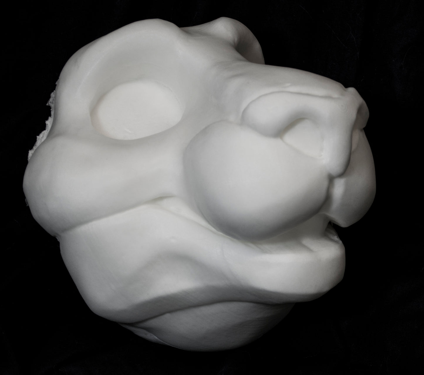 Feline soft foam head base for costumes, mascots and fursuits.