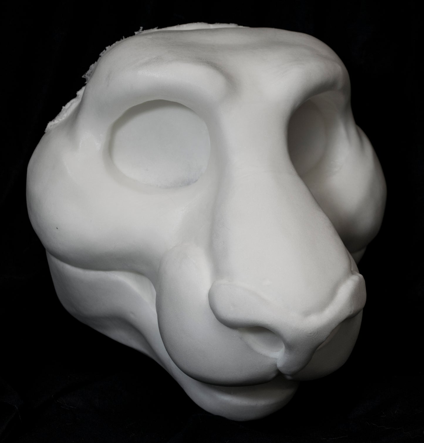 Feline soft foam head base for costumes, mascots and fursuits.