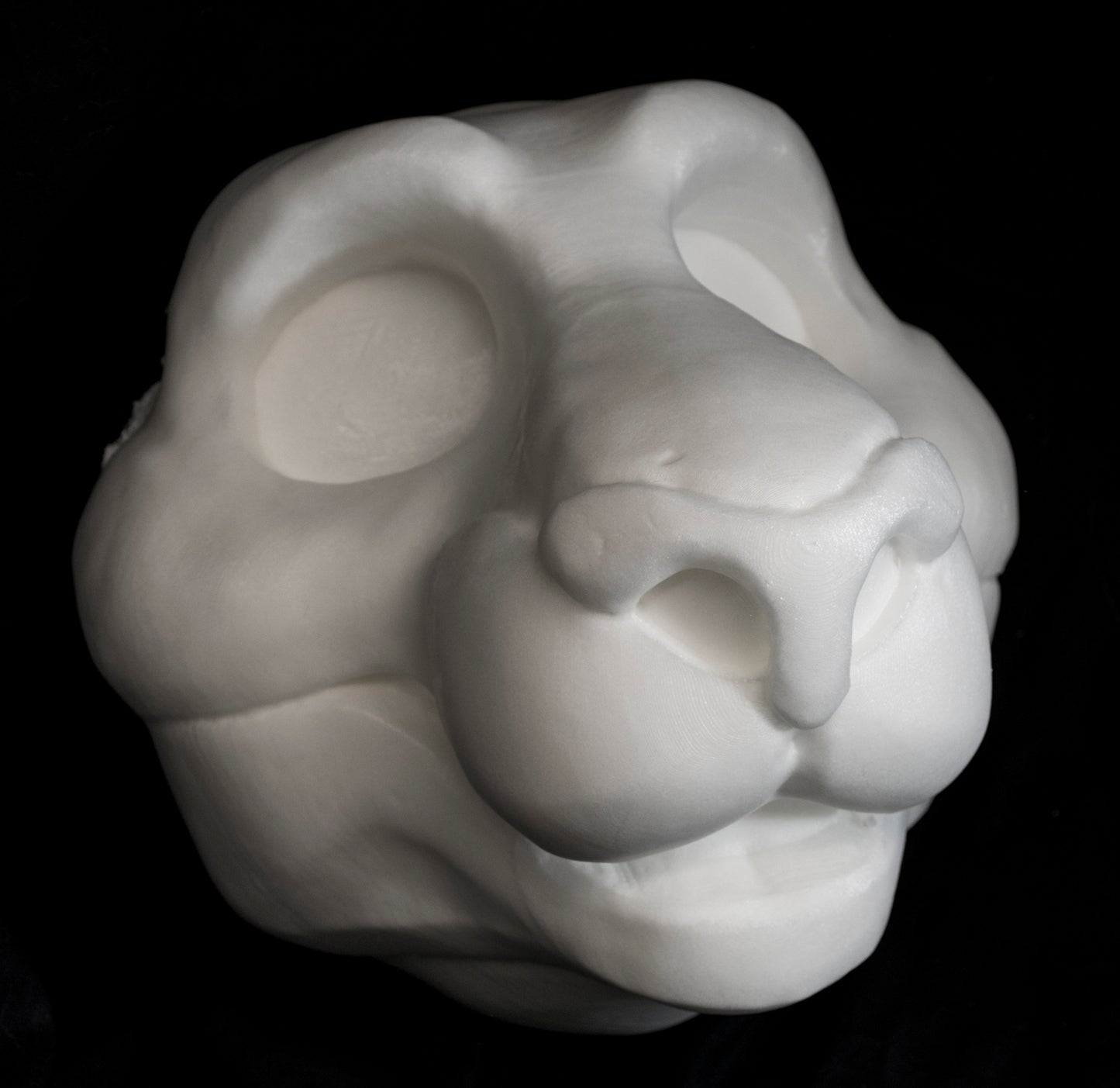 Feline soft foam head base for costumes, mascots and fursuits.