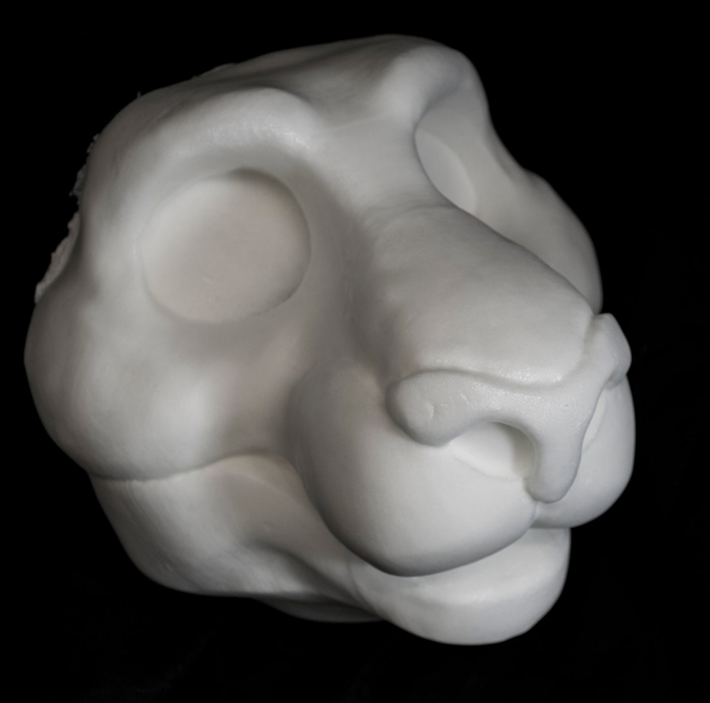 Feline soft foam head base for costumes, mascots and fursuits.