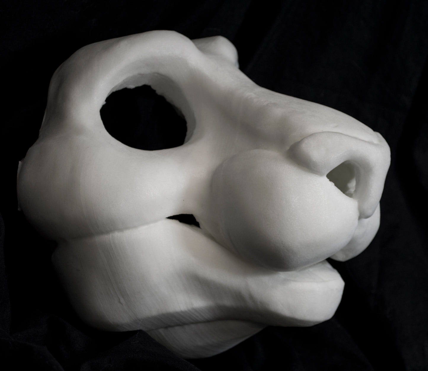 Feline soft foam head base for costumes, mascots and fursuits.