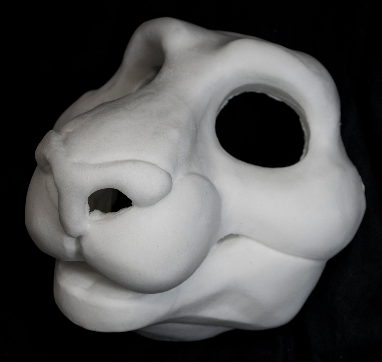 Feline soft foam head base for costumes, mascots and fursuits.