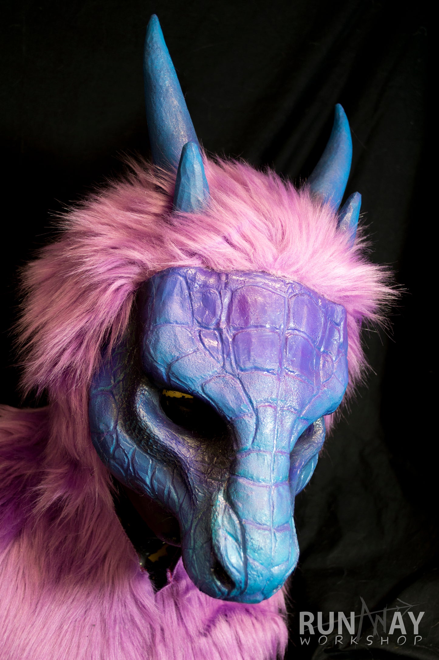 Custom painted hooded Awaykin mask with horns