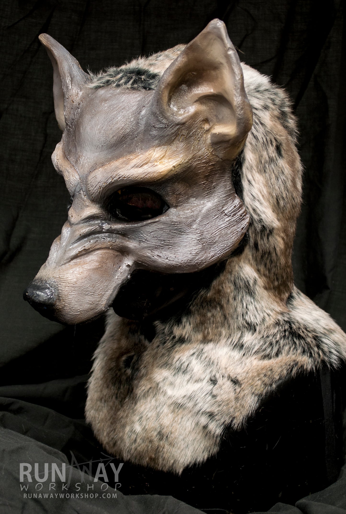 Grey / Brown wolf, durable hooded mask for LARP and tail, performance and costuming