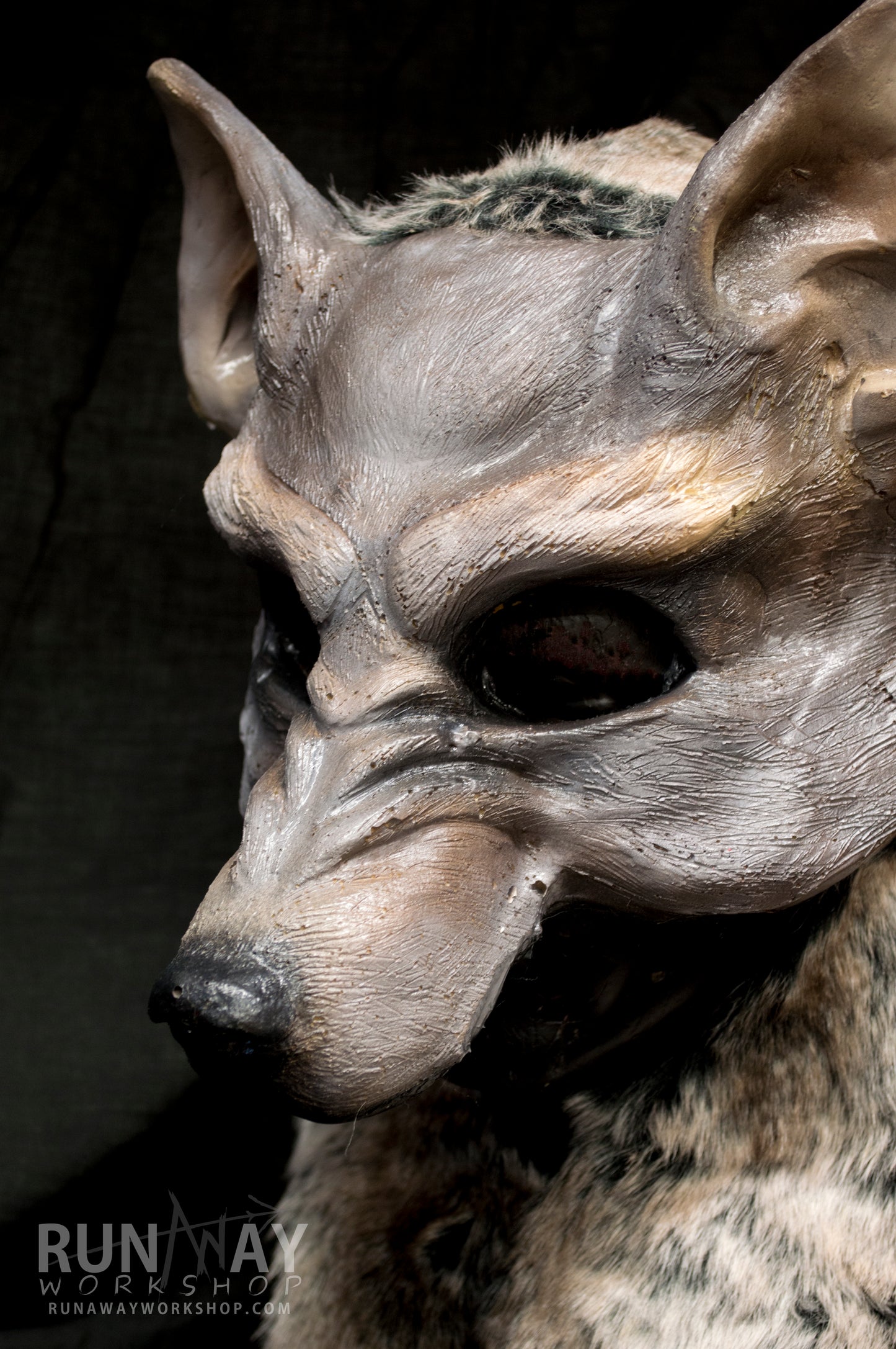 Grey / Brown wolf, durable hooded mask for LARP and tail, performance and costuming