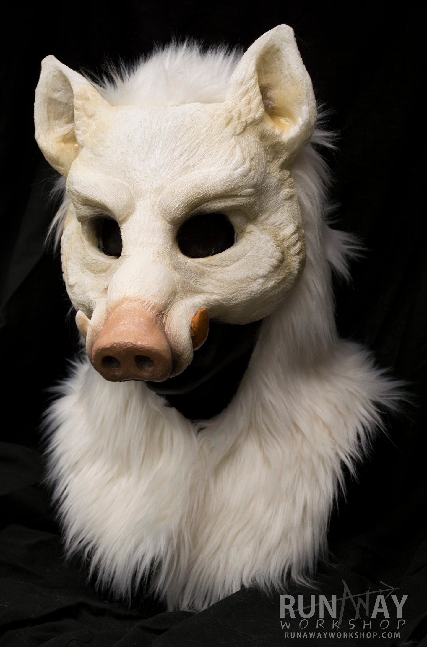 White boar, durable hooded mask for LARP, performance and costuming