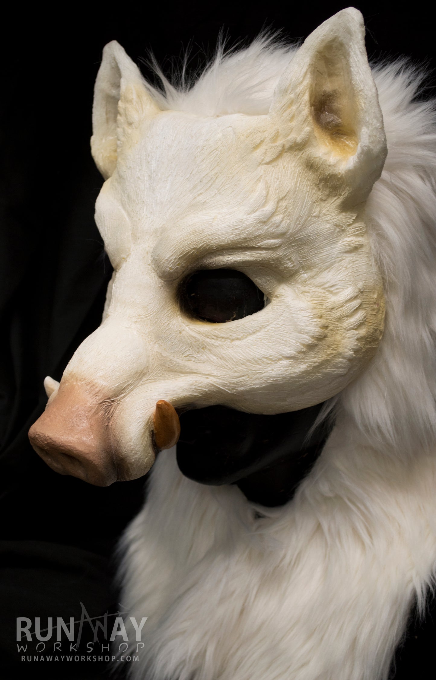 White boar, durable hooded mask for LARP, performance and costuming