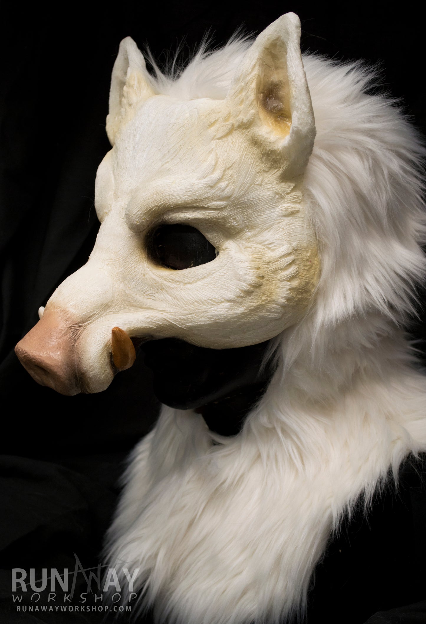 White boar, durable hooded mask for LARP, performance and costuming