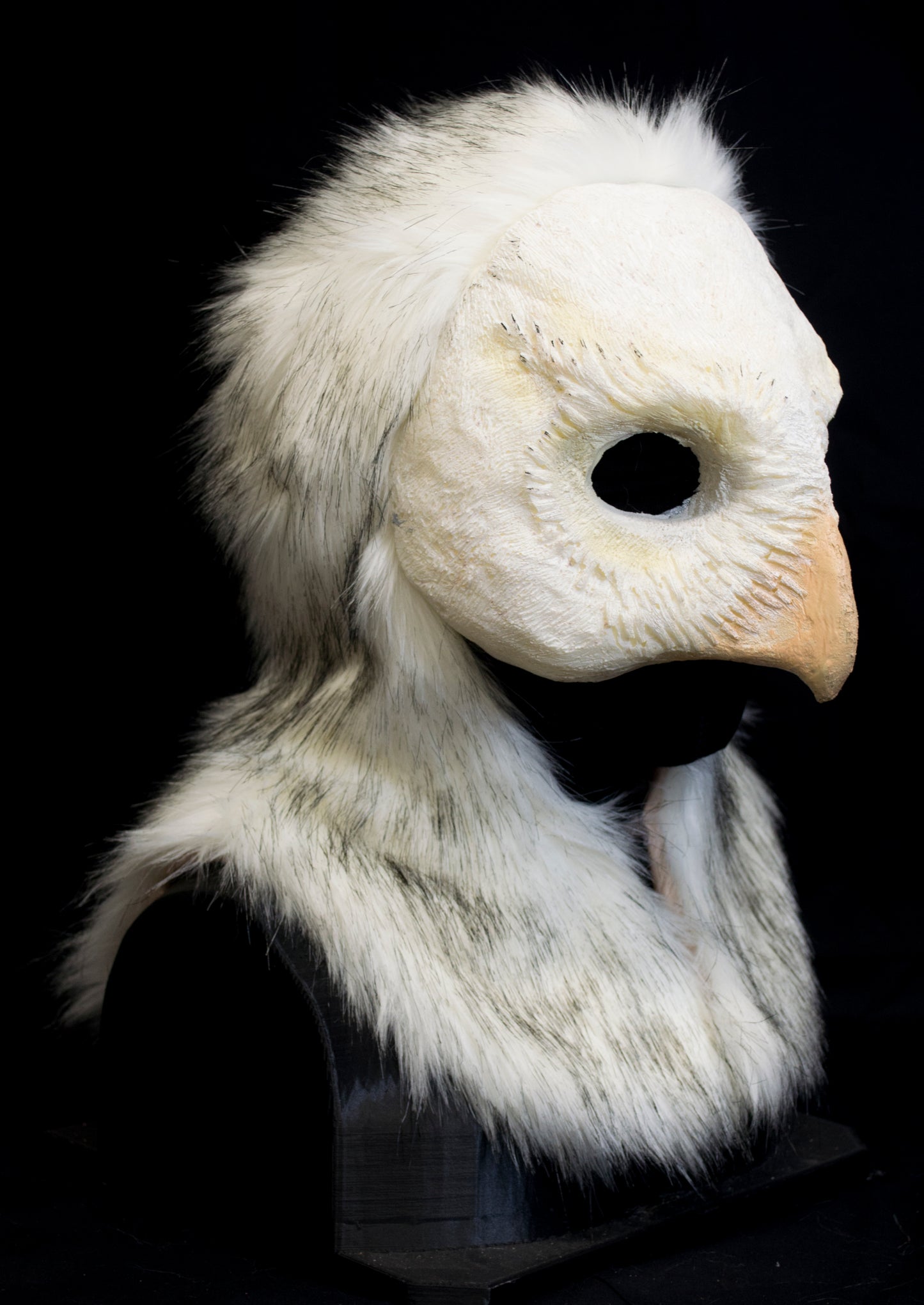 Snowy owl durable hooded mask for LARP, performance and costuming