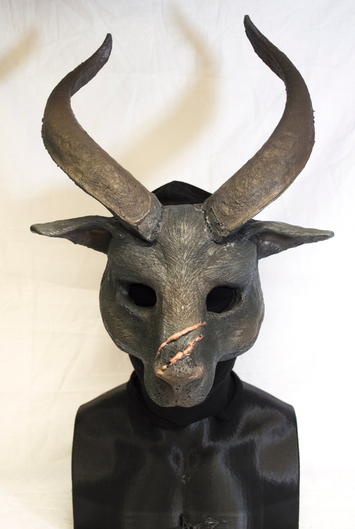 Custom painted hooded Awaykin mask with horns