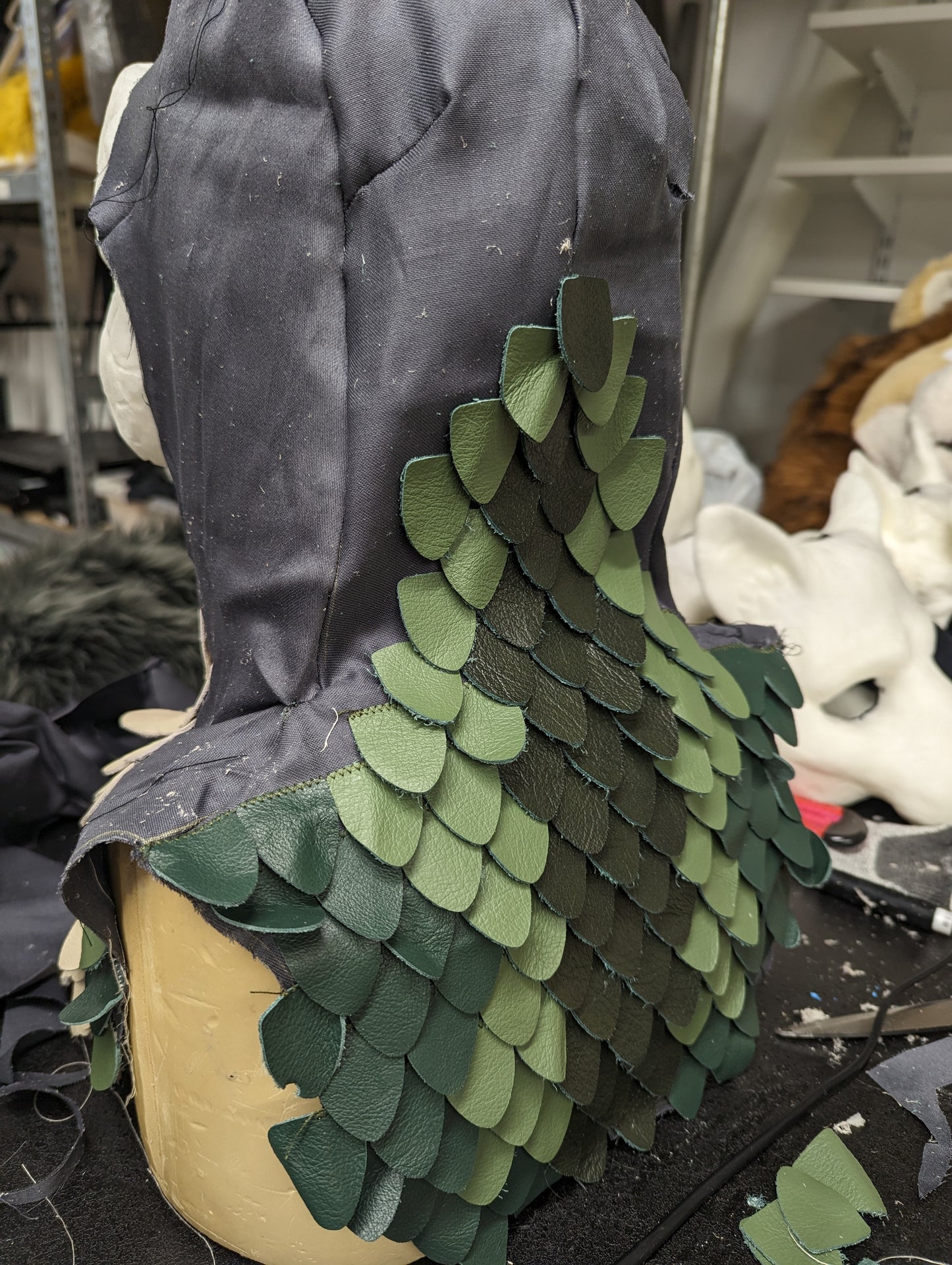 Custom painted LARP Scaled hooded mask