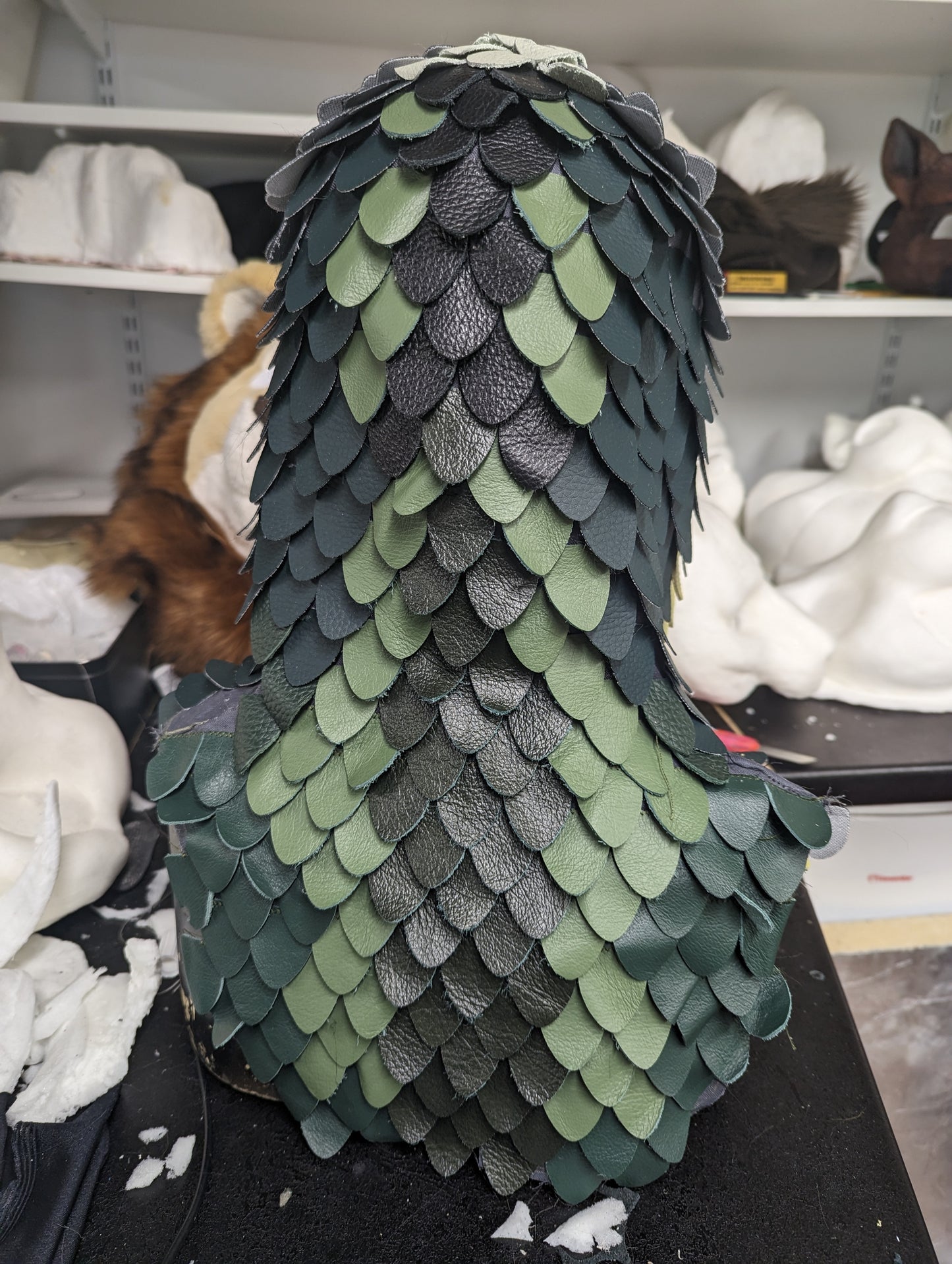 Custom painted LARP Scaled hooded mask