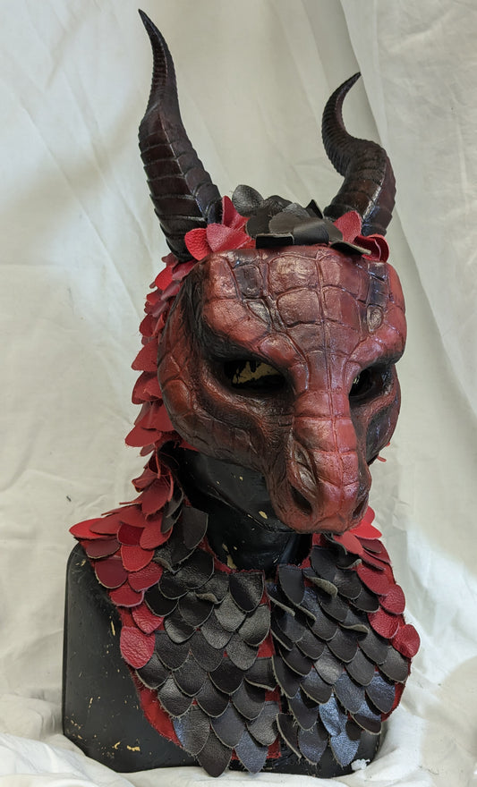 Custom painted LARP Scaled hooded mask