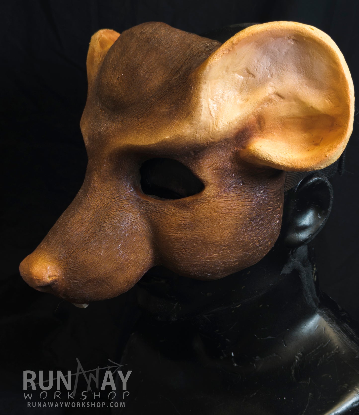 Brown scaven, rat folk durable mask for LARP, performance and costuming