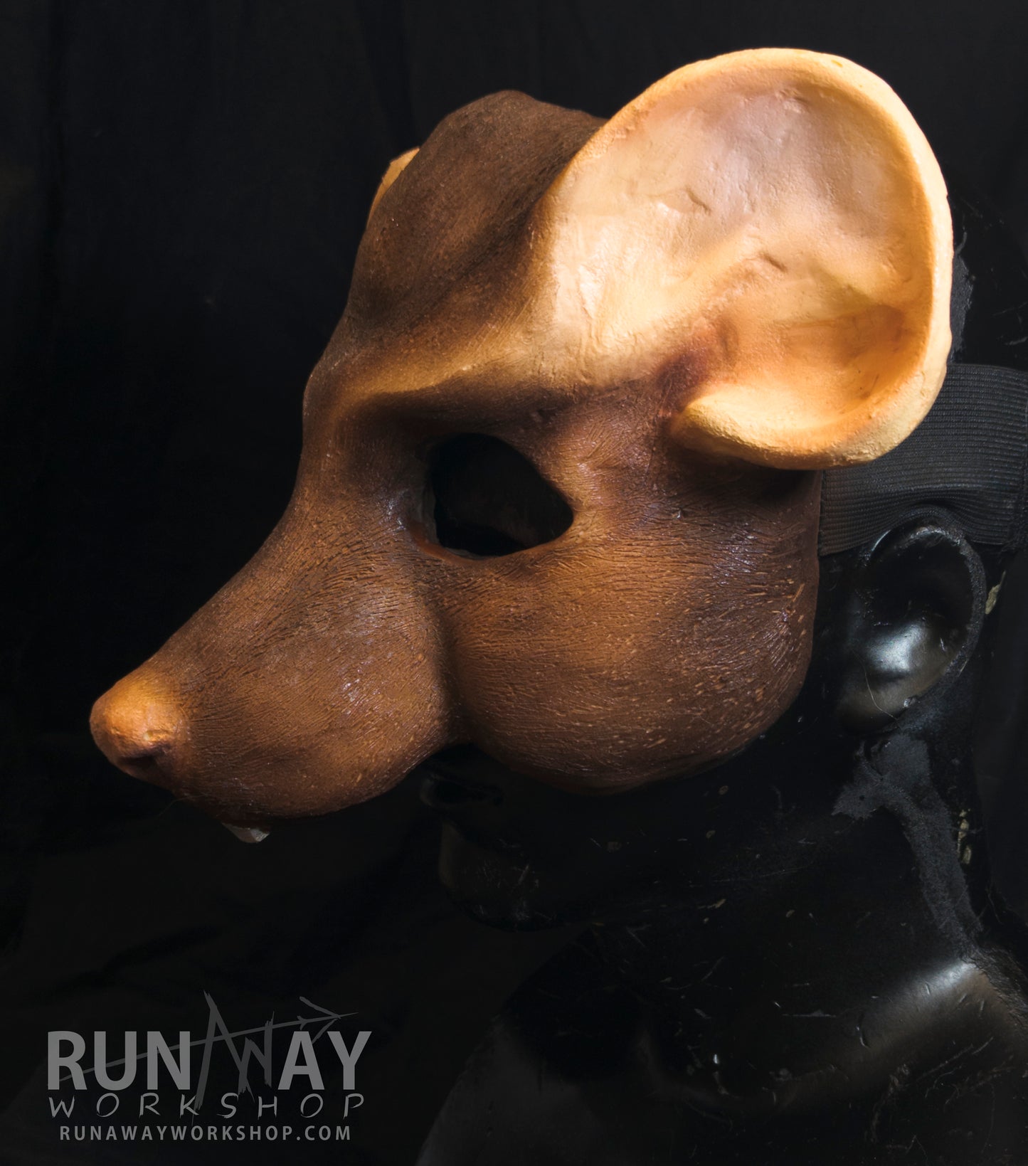 Brown scaven, rat folk durable mask for LARP, performance and costuming