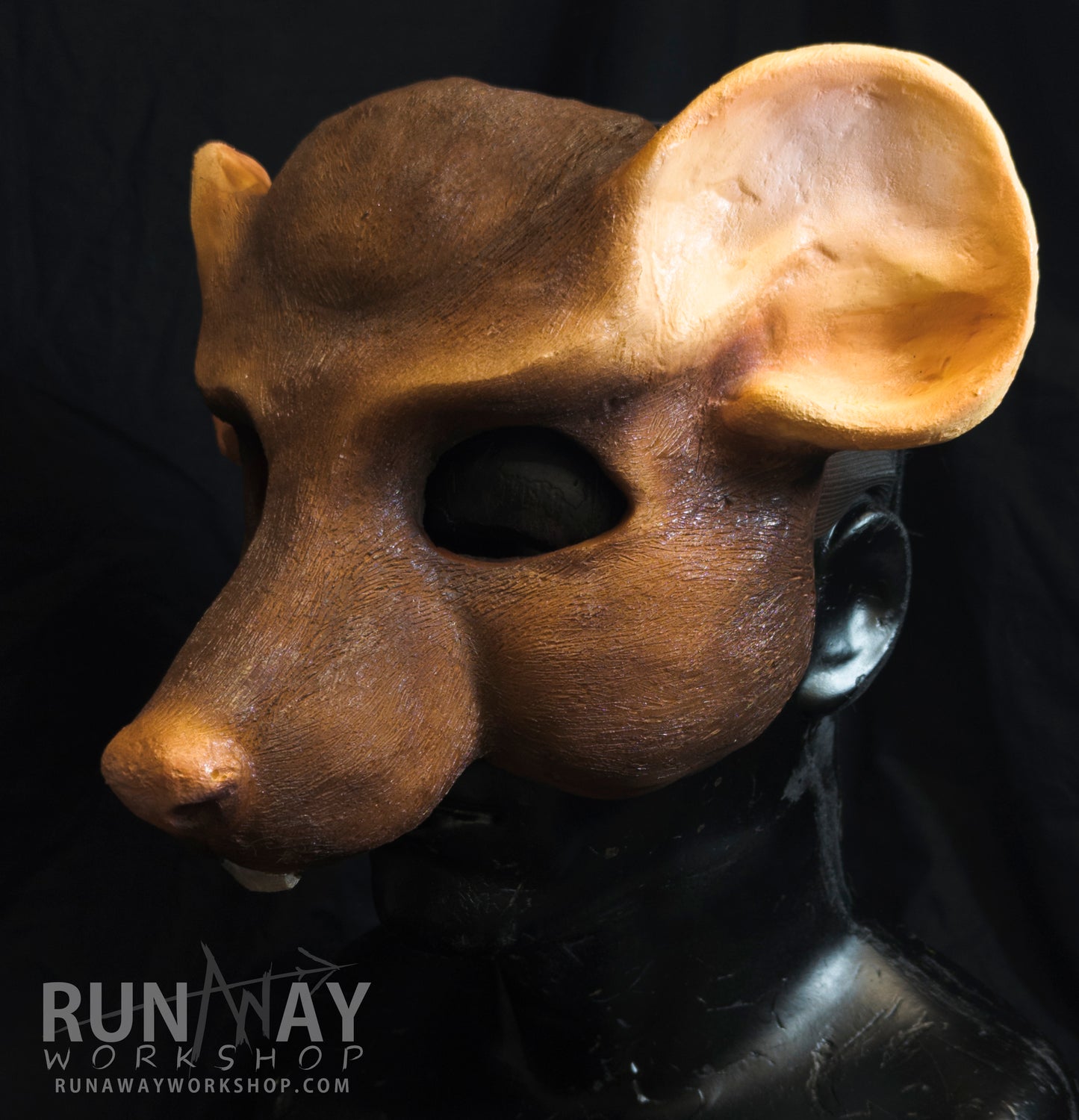 Brown scaven, rat folk durable mask for LARP, performance and costuming