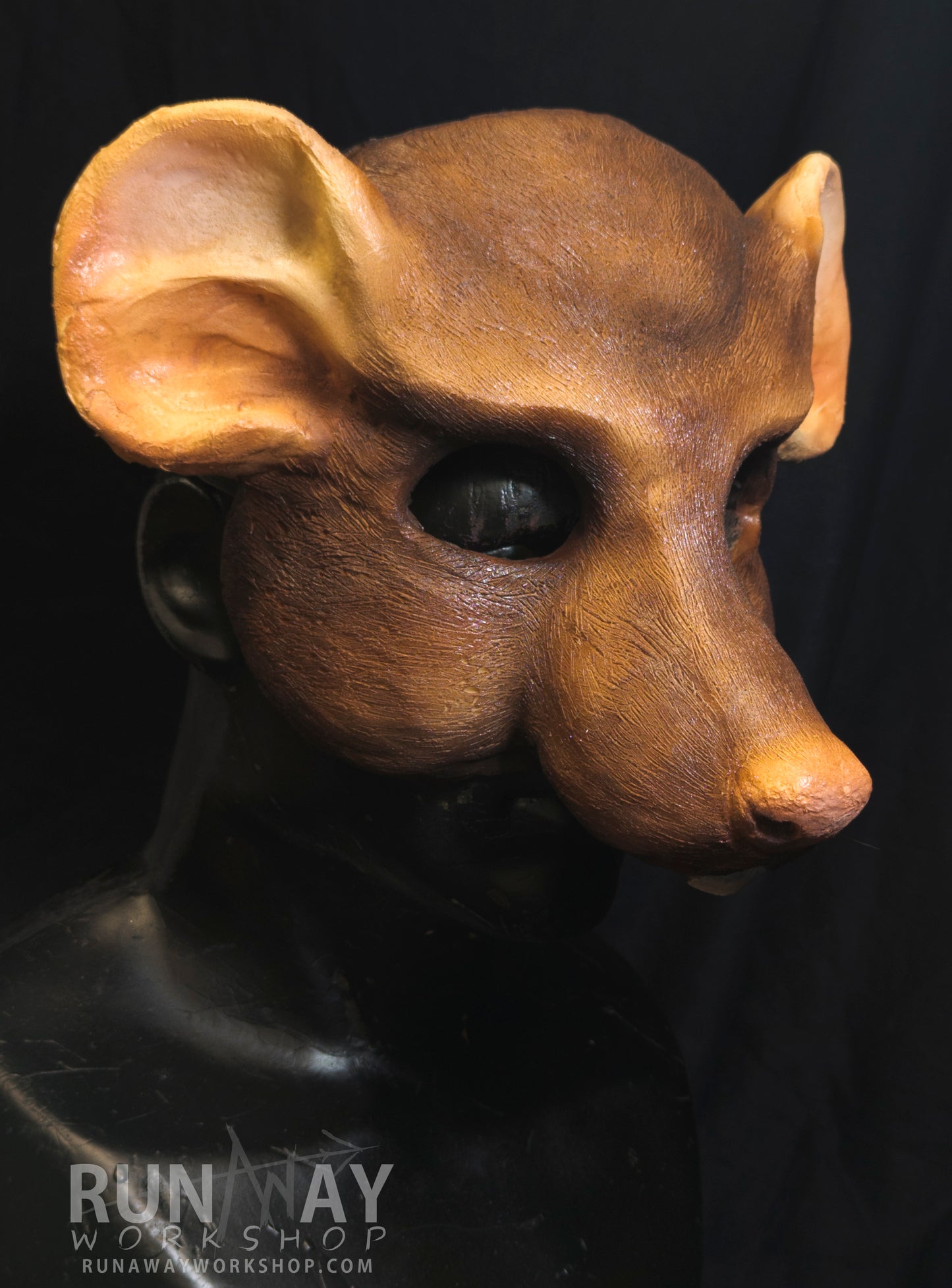 Brown scaven, rat folk durable mask for LARP, performance and costuming