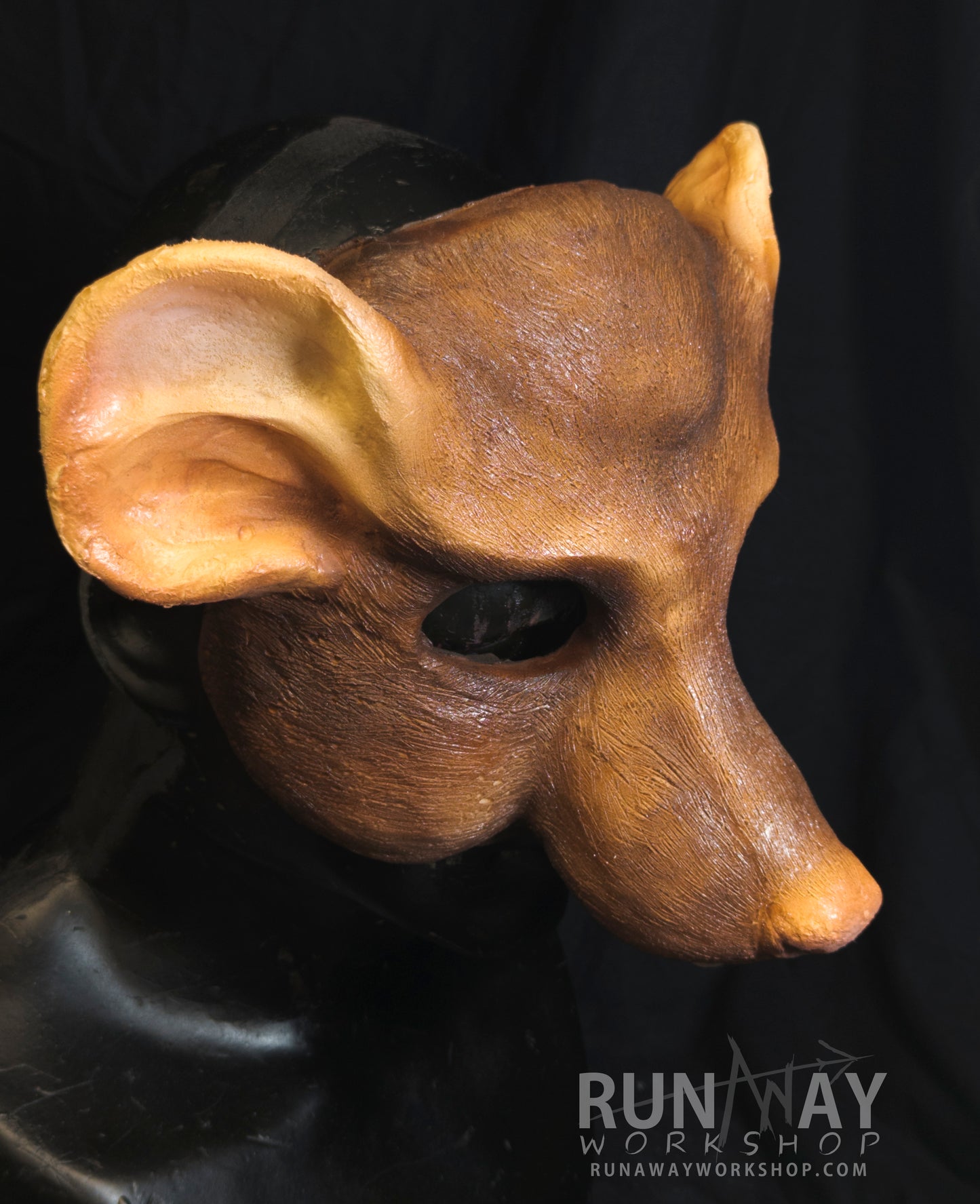 Brown scaven, rat folk durable mask for LARP, performance and costuming