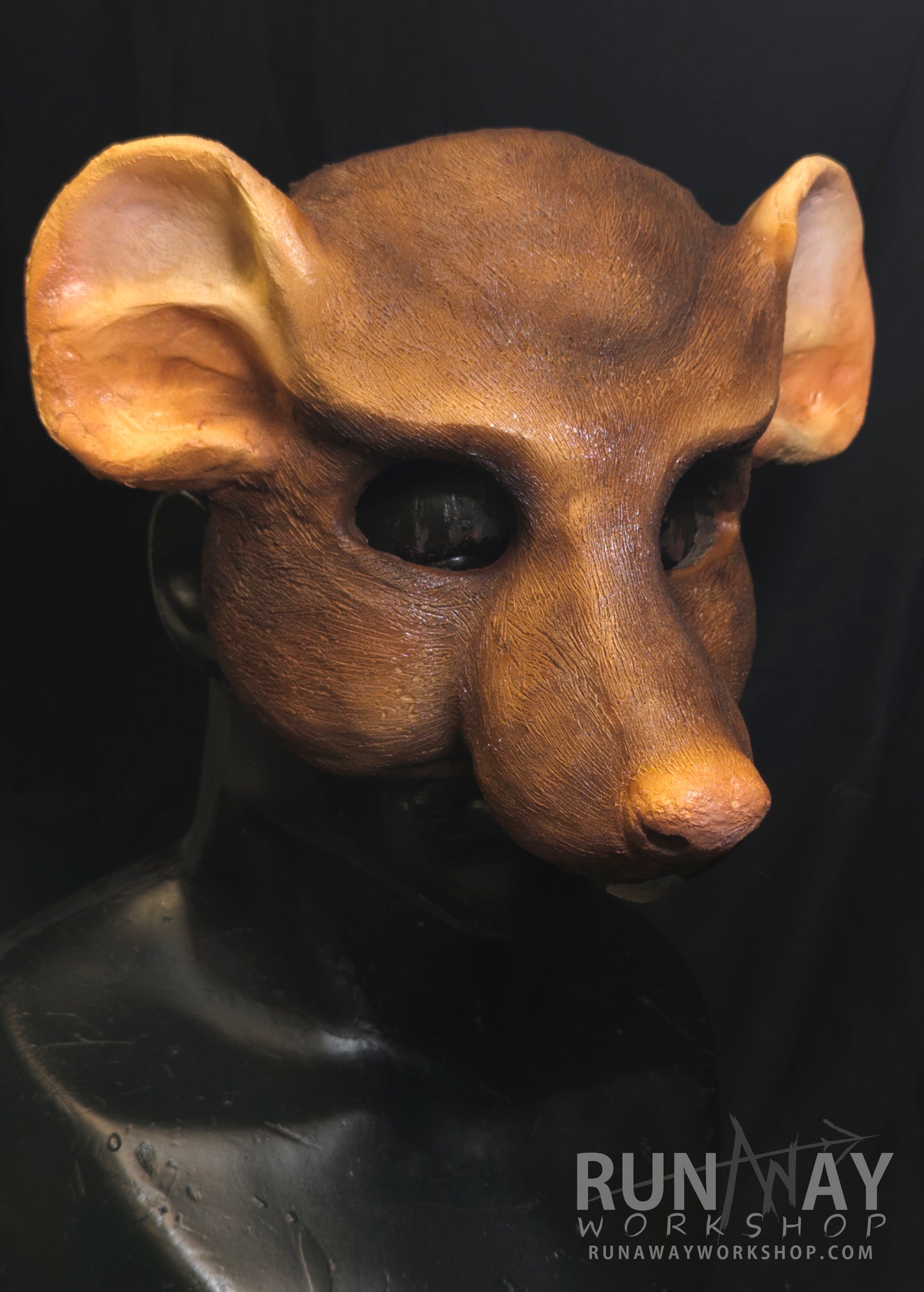 Brown scaven, rat folk durable mask for LARP, performance and costuming