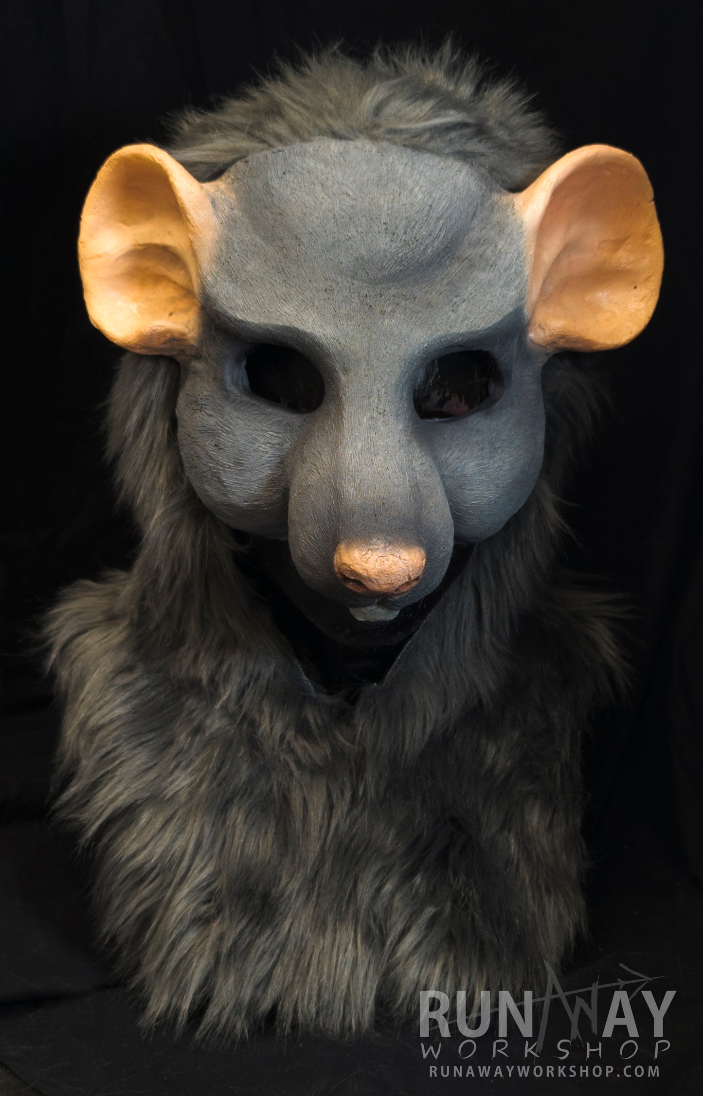 Grey scaven, rat folk durable hooded mask for LARP, performance and costuming