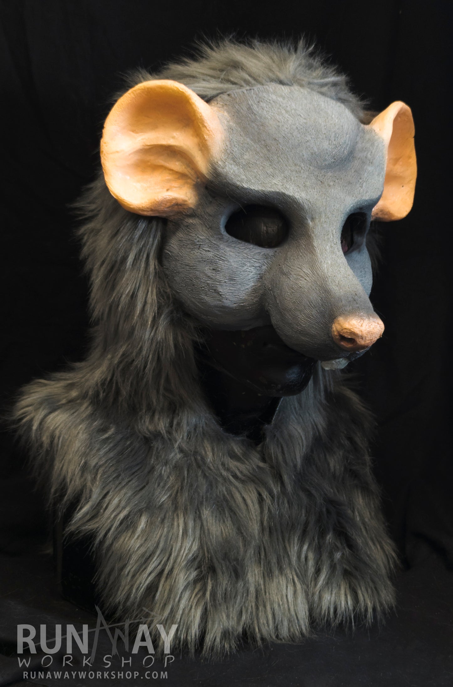 Grey scaven, rat folk durable hooded mask for LARP, performance and costuming