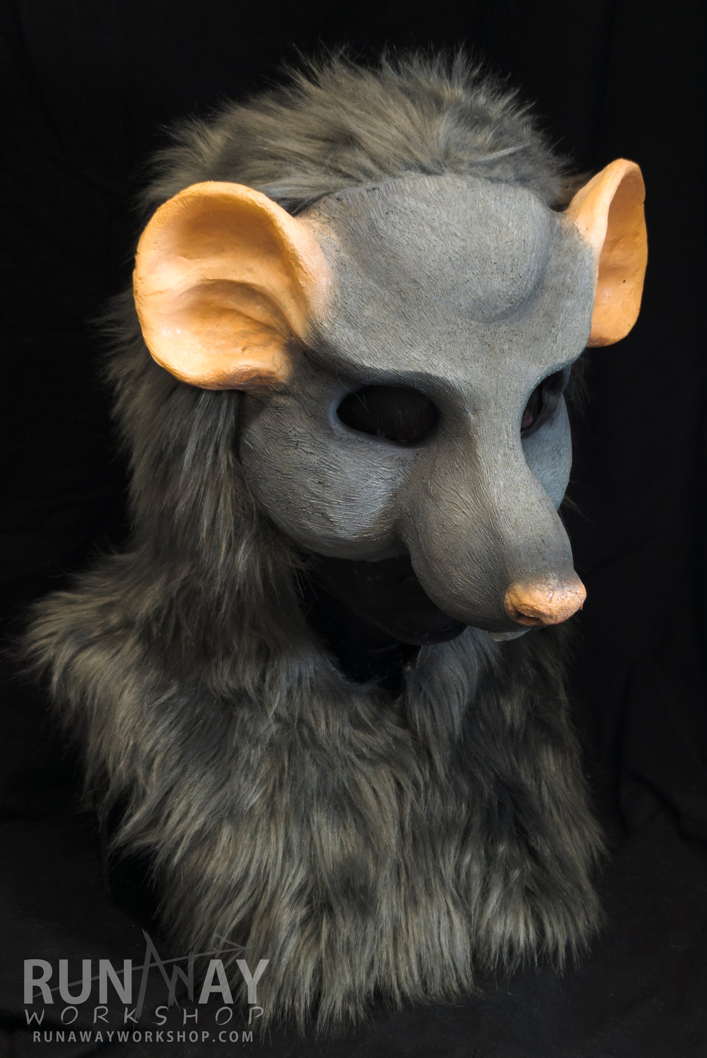 Grey scaven, rat folk durable hooded mask for LARP, performance and costuming