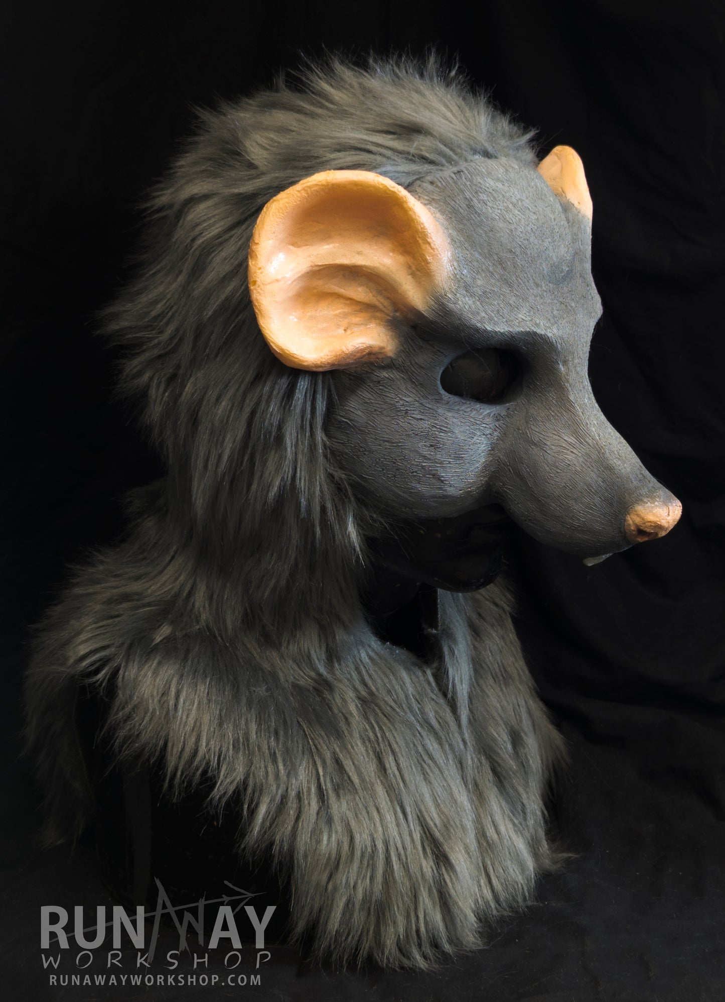 Grey scaven, rat folk durable hooded mask for LARP, performance and costuming