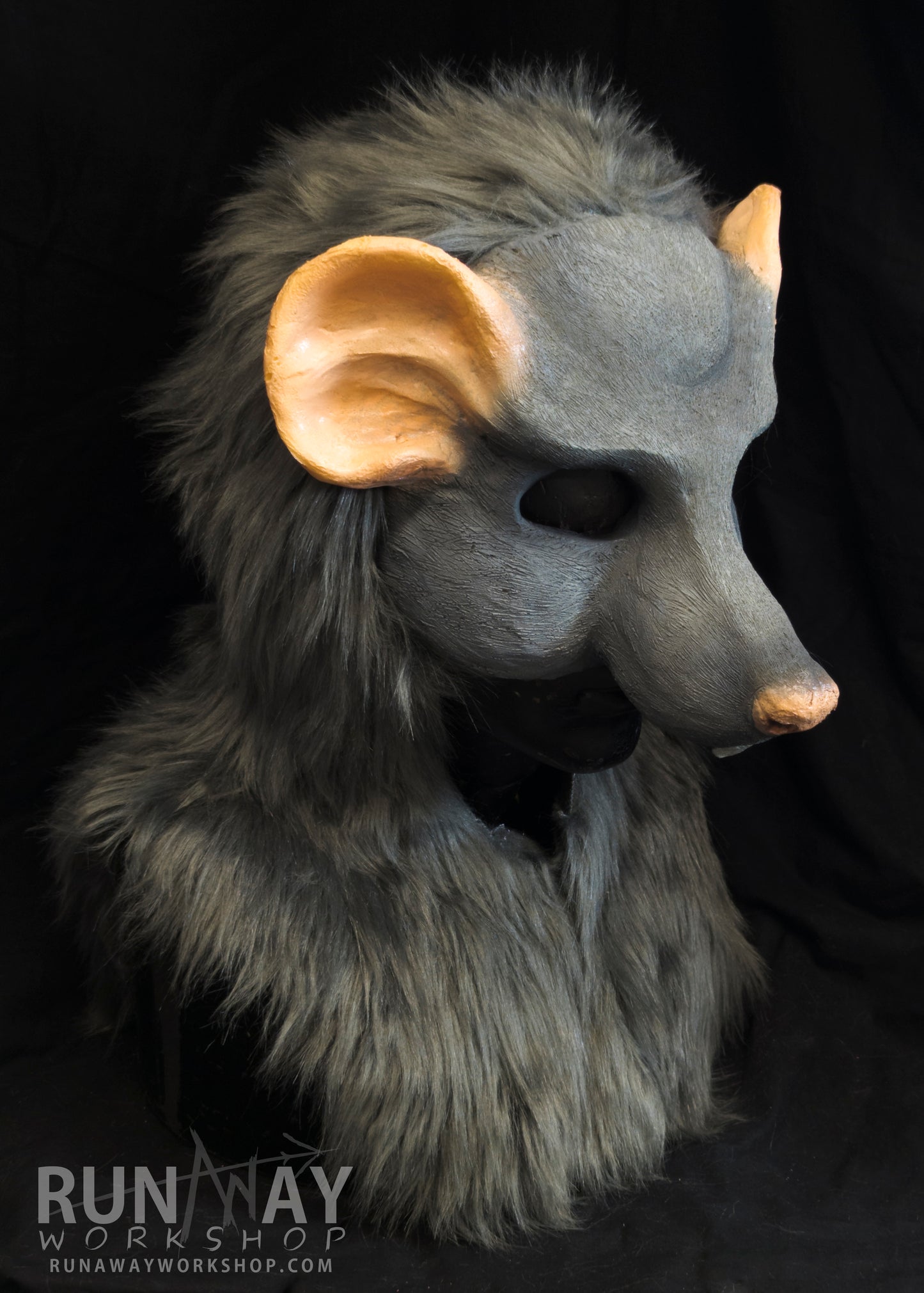 Grey scaven, rat folk durable hooded mask for LARP, performance and costuming