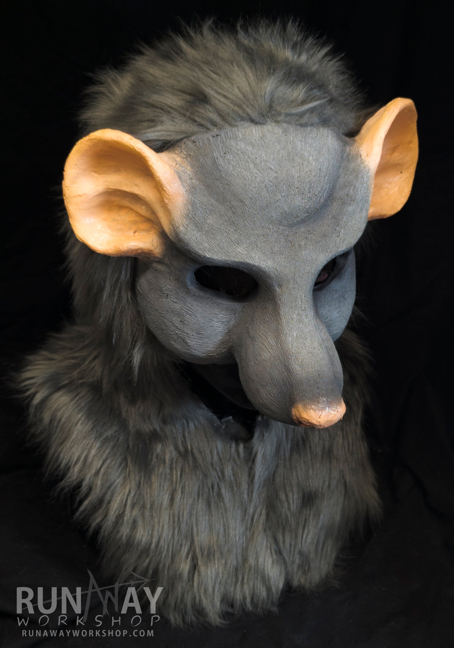 Grey scaven, rat folk durable hooded mask for LARP, performance and costuming