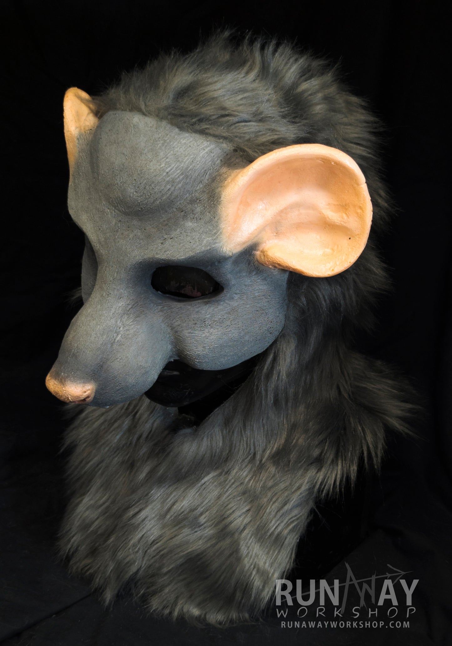 Grey scaven, rat folk durable hooded mask for LARP, performance and costuming