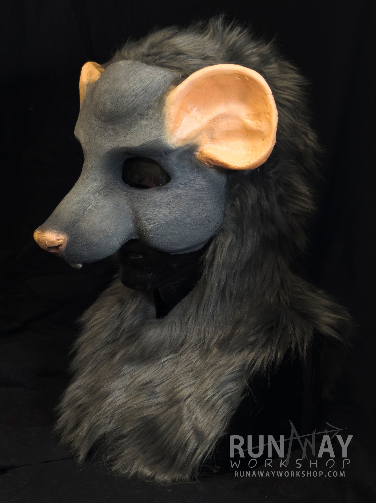 Grey scaven, rat folk durable hooded mask for LARP, performance and costuming