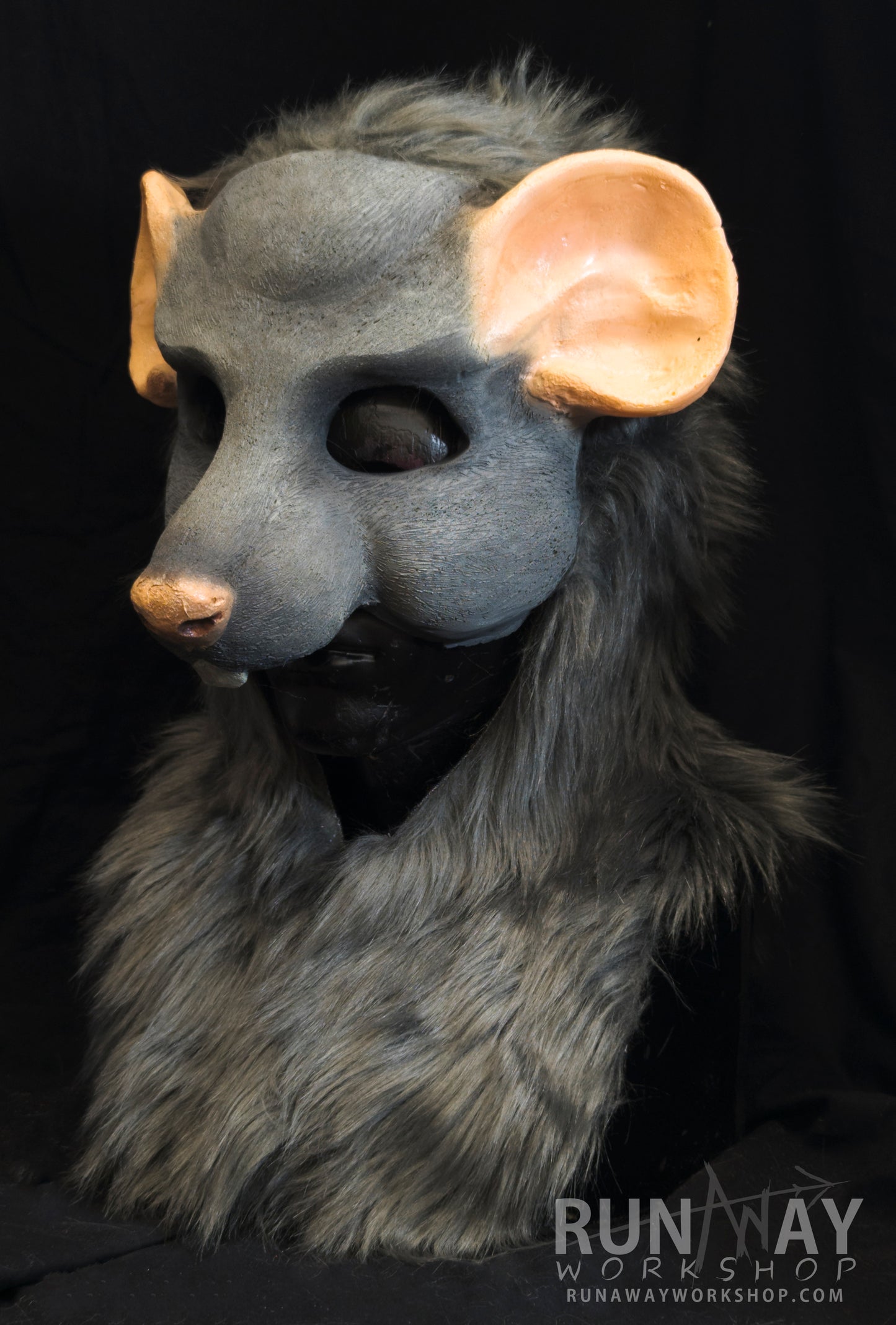 Grey scaven, rat folk durable hooded mask for LARP, performance and costuming