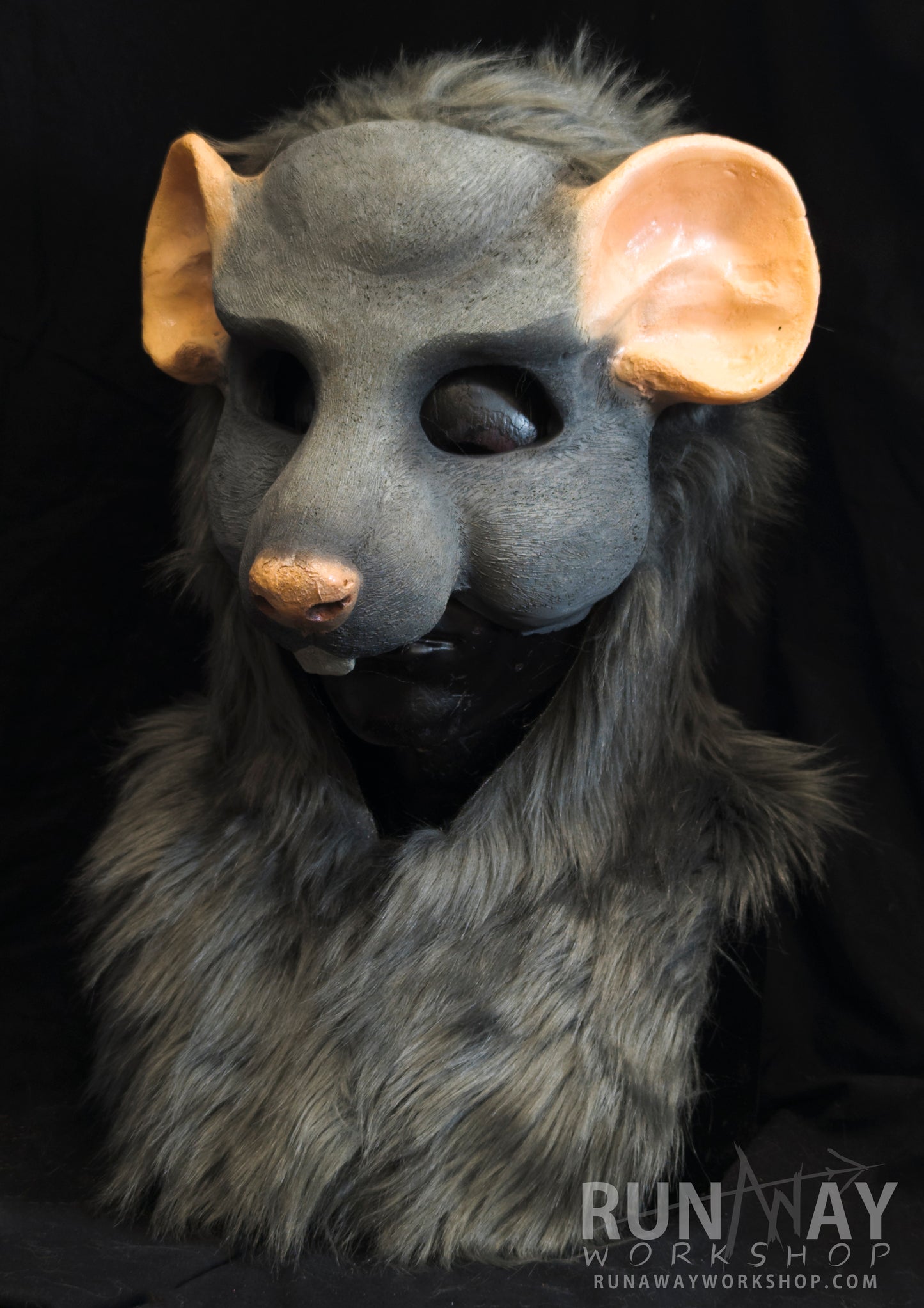 Grey scaven, rat folk durable hooded mask for LARP, performance and costuming