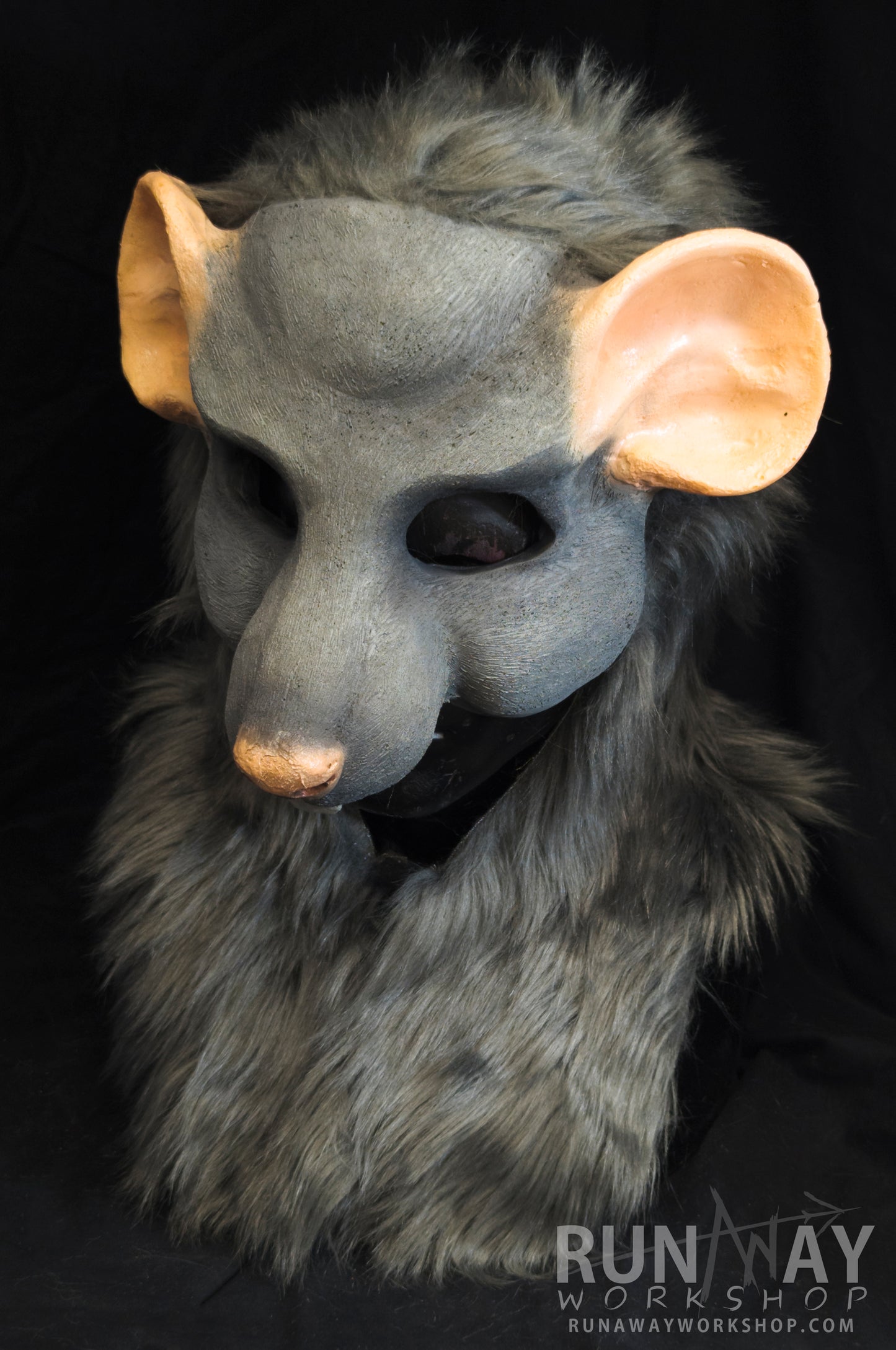 Grey scaven, rat folk durable hooded mask for LARP, performance and costuming