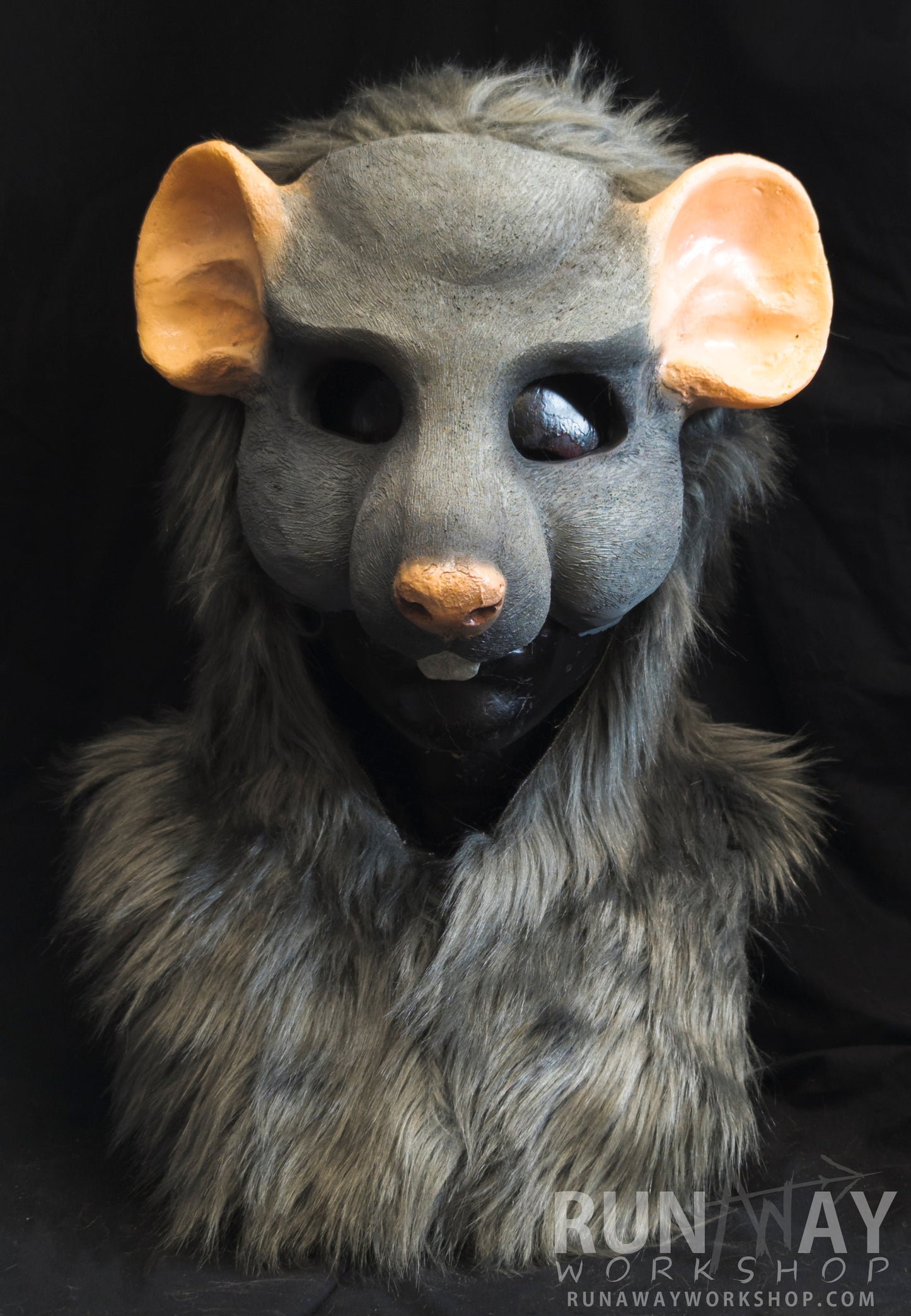 Grey scaven, rat folk durable hooded mask for LARP, performance and costuming