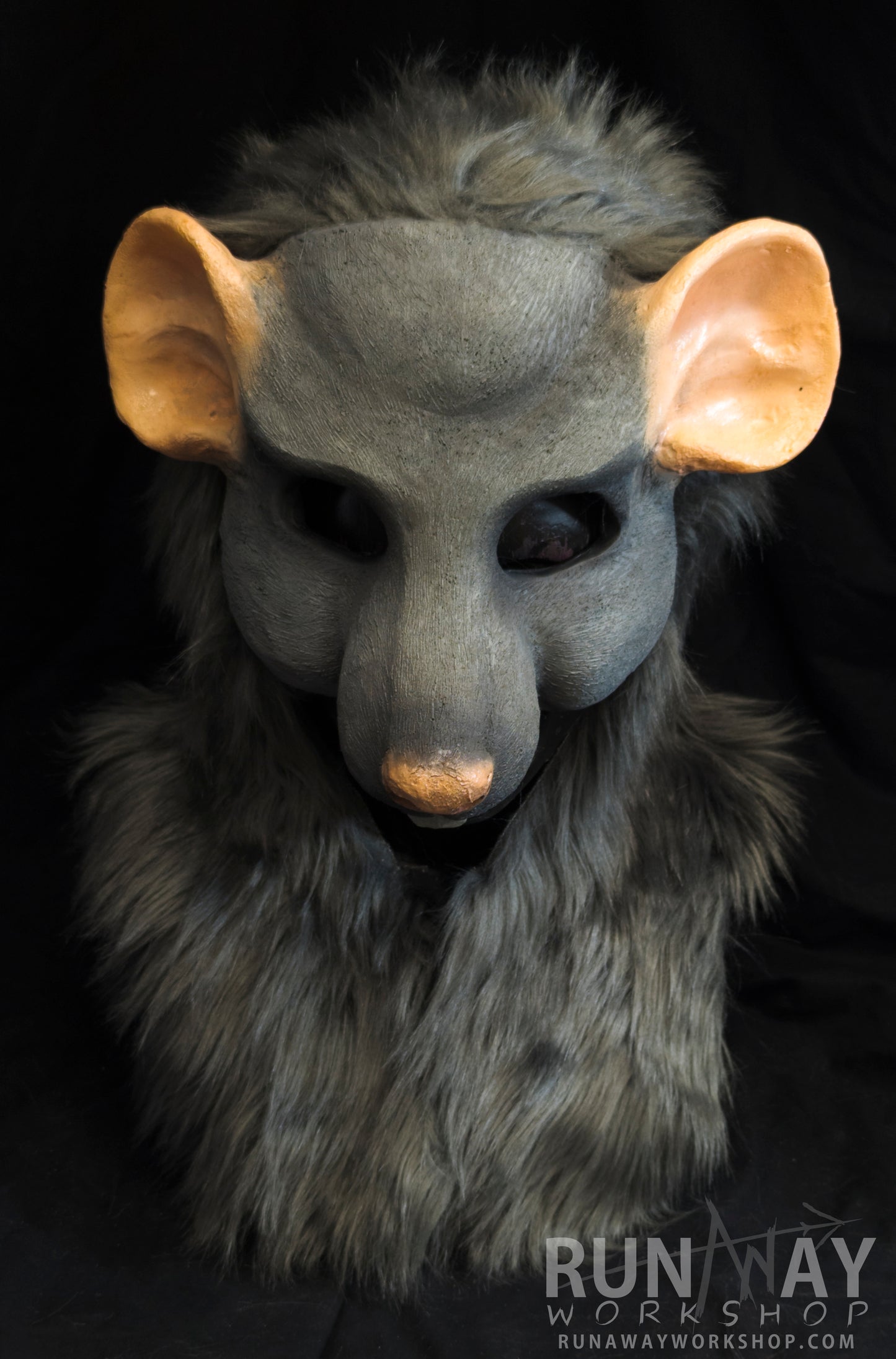 Grey scaven, rat folk durable hooded mask for LARP, performance and costuming