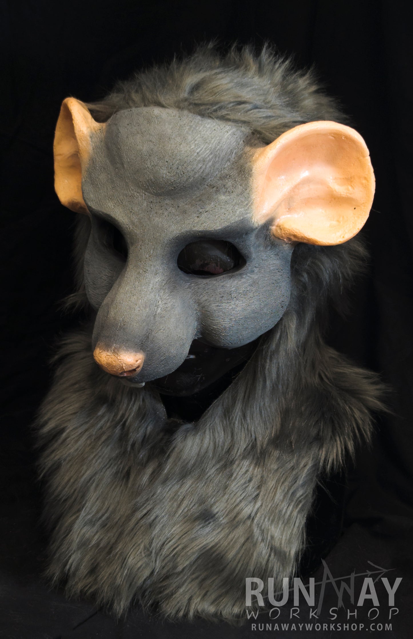 Grey scaven, rat folk durable hooded mask for LARP, performance and costuming