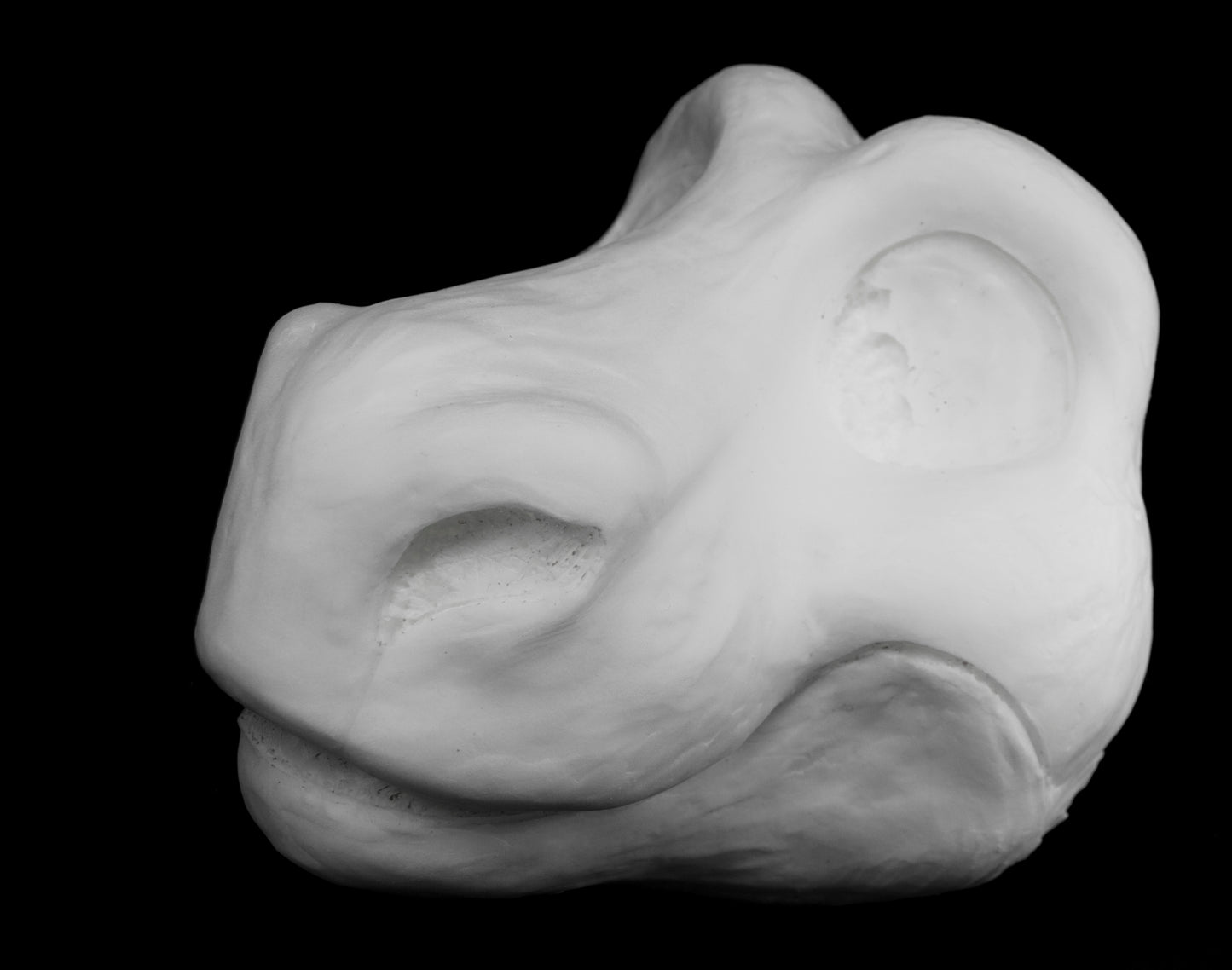 Raptor foam head base for costumes, mascots and fursuits.