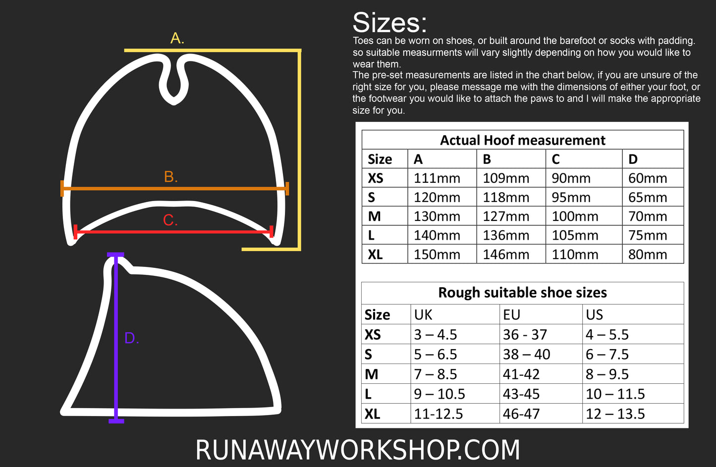 Subtle hooves, for LARP, Cosplay, fursuits and more (1 pair)