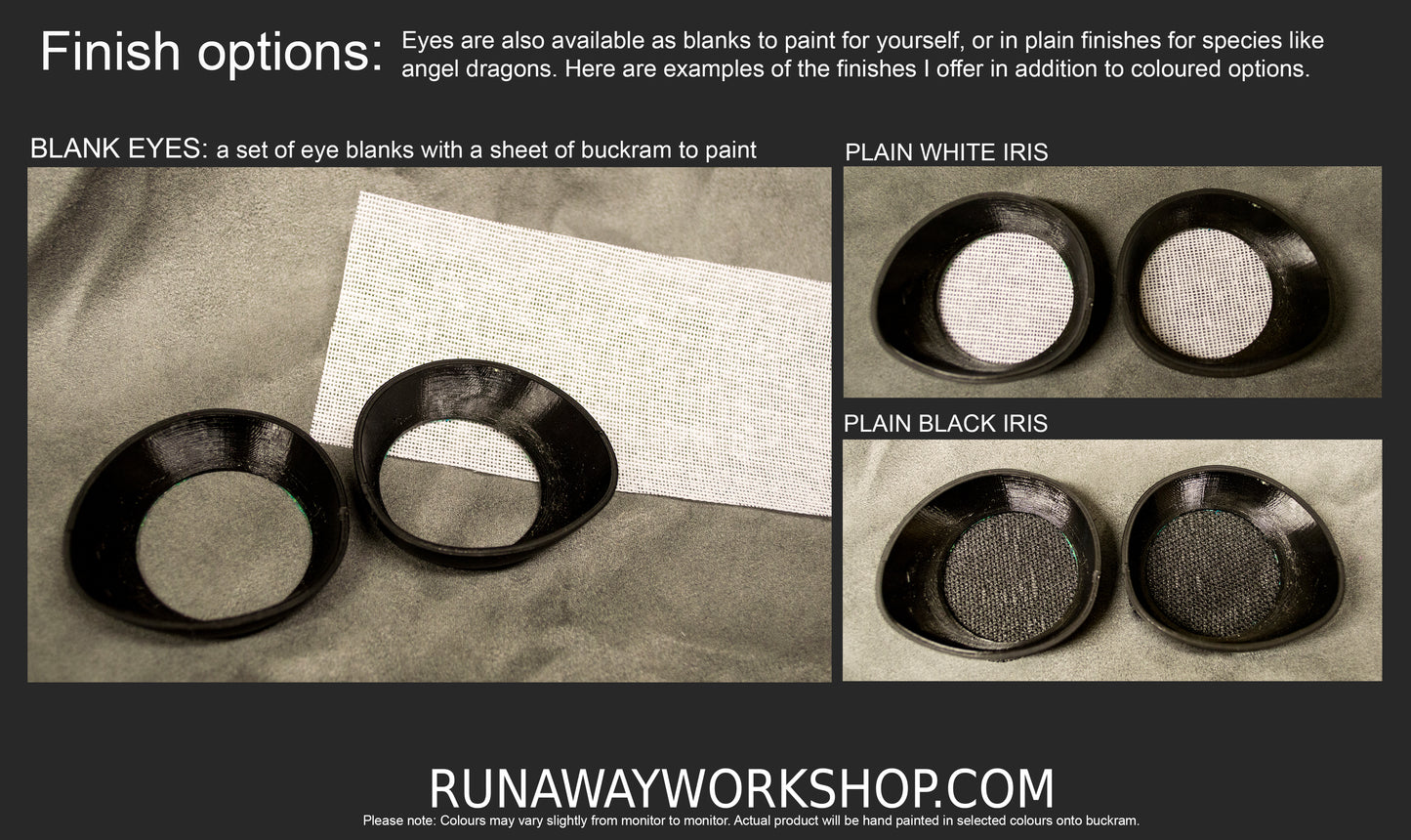 Large Black Toony follow me eyes for costumes, fursuits and mascots, 1 pair (Many colours and custom painted options) Waterproof