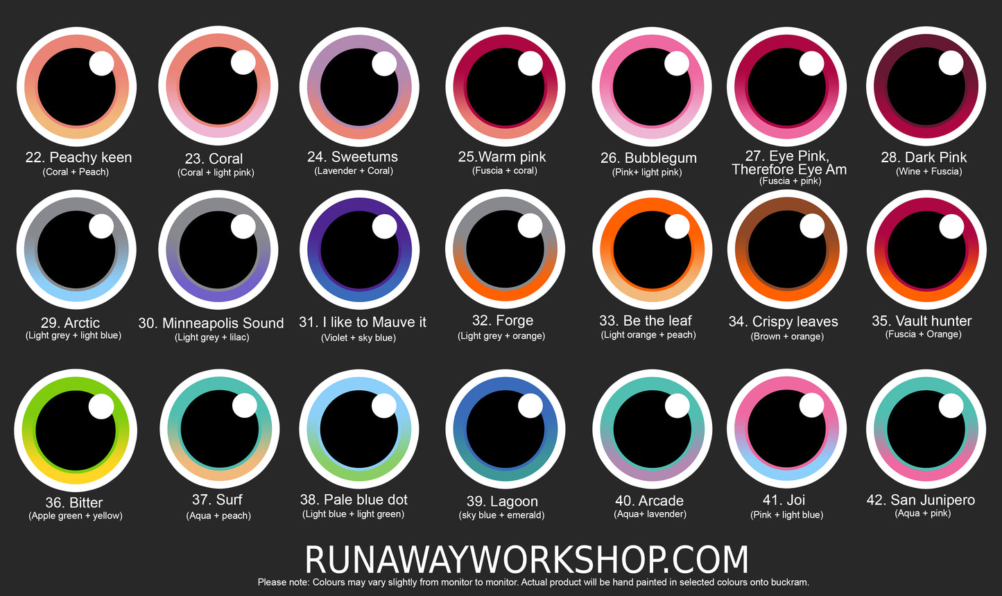 Custom painted Toony eyes for costumes, (regular and large options) fursuits and mascots (1 pair) Waterproof