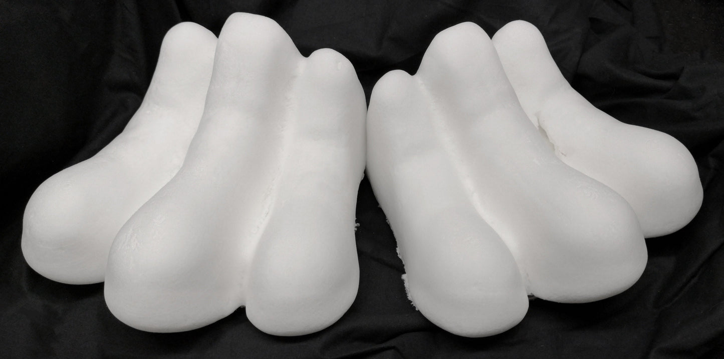 Raptor/dragon bundle deal: cut and carved head base, Eyes and Feet padding, for costumes mascots and fursuits.