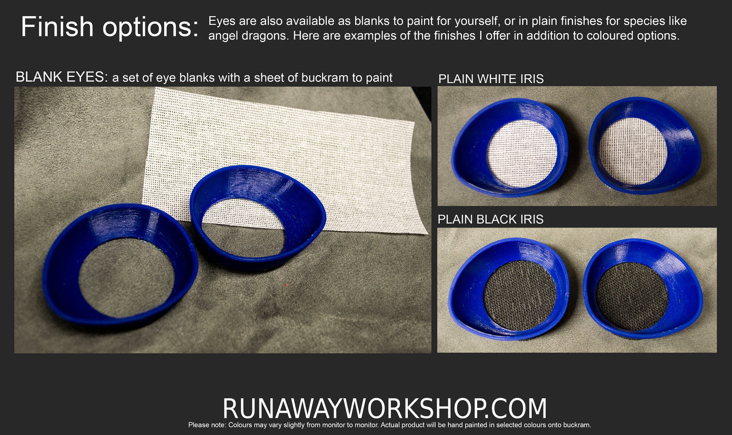 Large blue toony follow me eyes for costumes, fursuits and mascots, 1 pair (Many colours and custom painted options) Waterproof