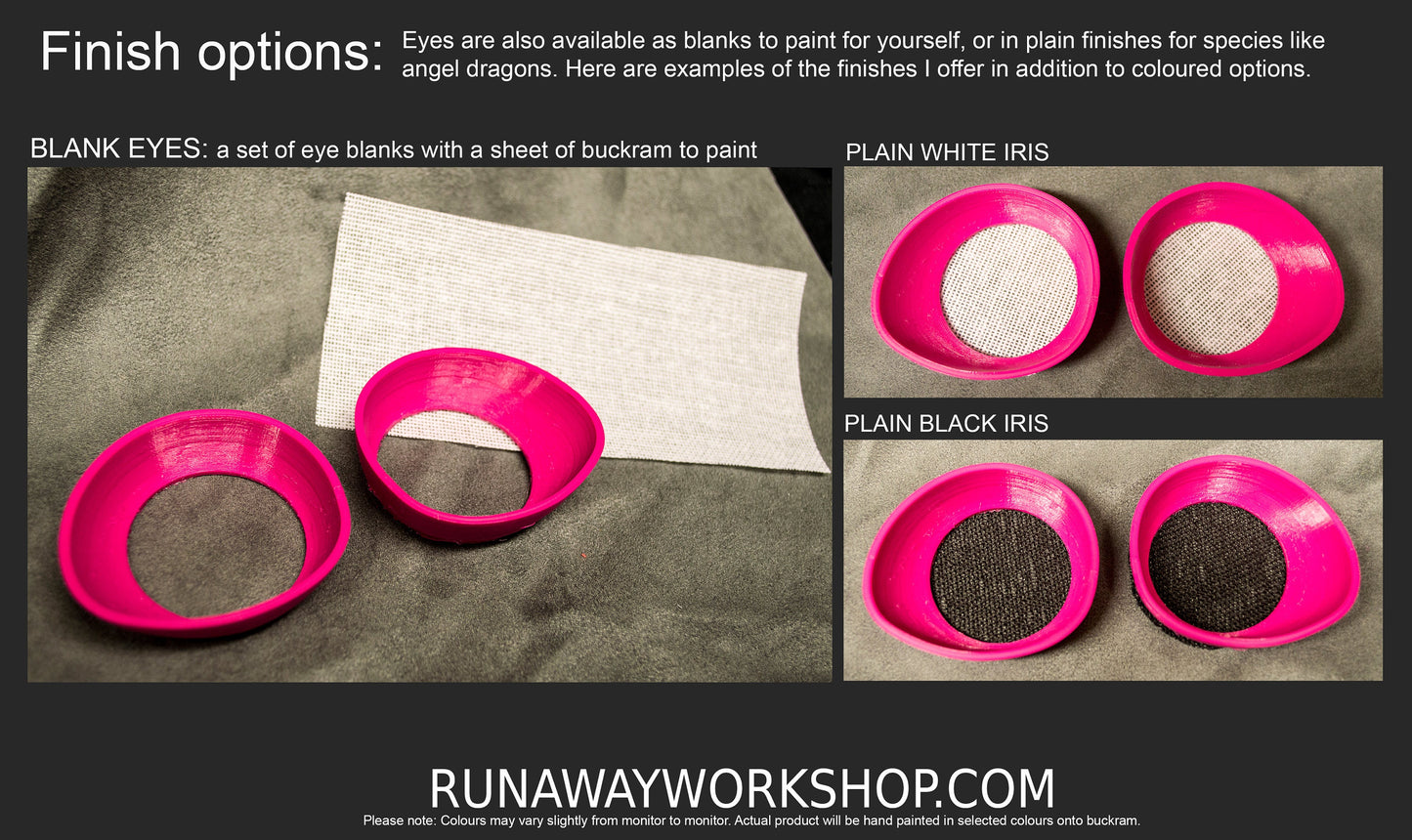 Large pink toony follow me eyes for costumes, fursuits and mascots, 1 pair (Many colours and custom painted options) Waterproof